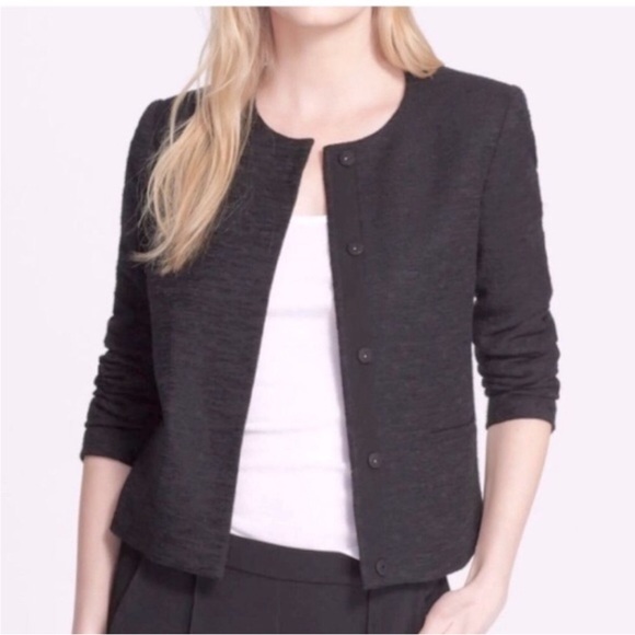 Vince Textured Cropped Charcoal Grey Blazer, size XS - Picture 1 of 10